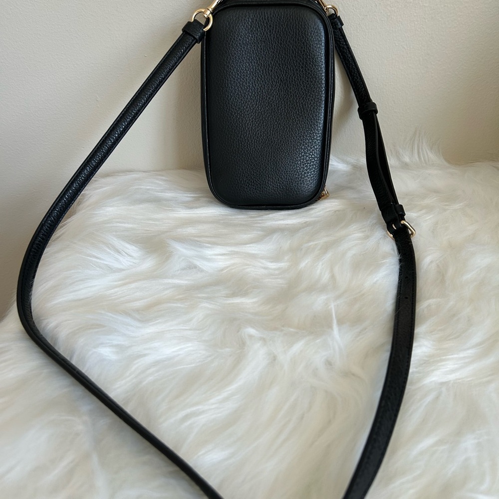 Coach Eva Phone Crossbody Black Pebbled Leather Bag Excellent - Picture 3 of 8